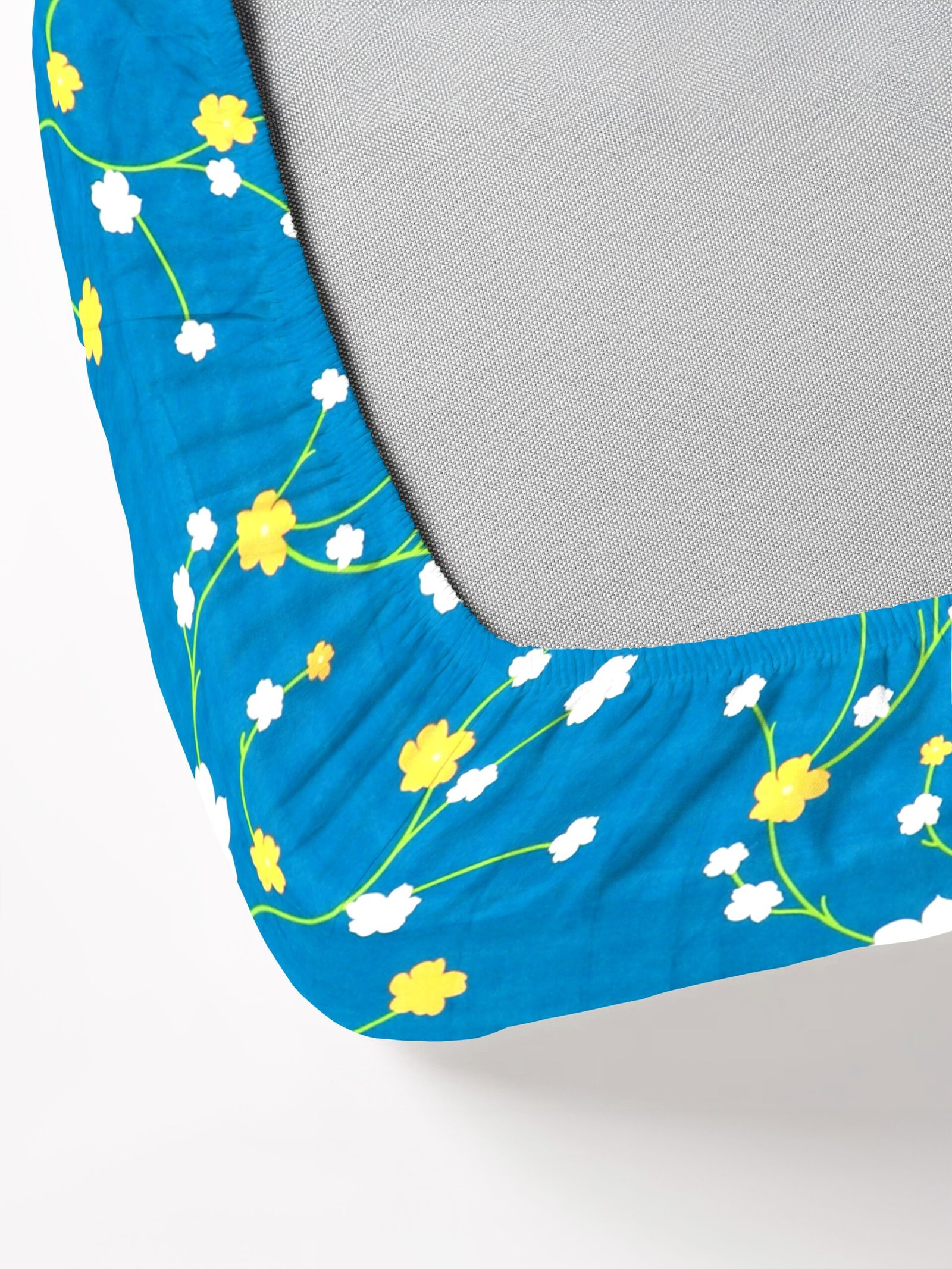 Elastic Fitted King Size Double Bedsheet With 2 Pillow Covers (Blue)