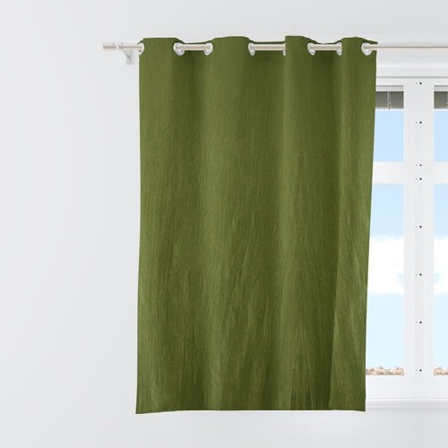 5 Feet Window Curtains Polyester Room Darkening Set Of 2 (Green)