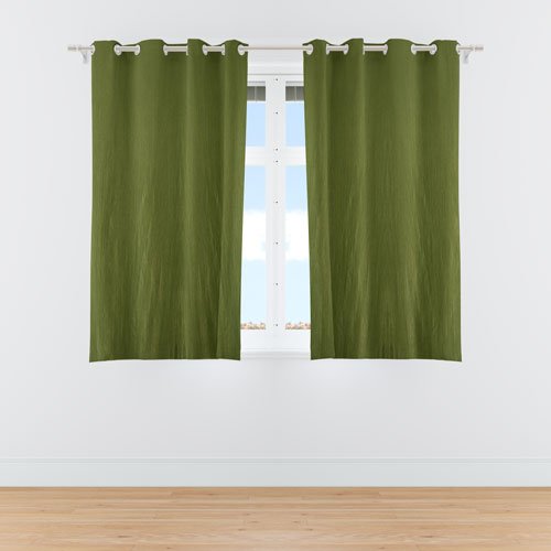 5 Feet Window Curtains Polyester Room Darkening Set Of 2 (Green)