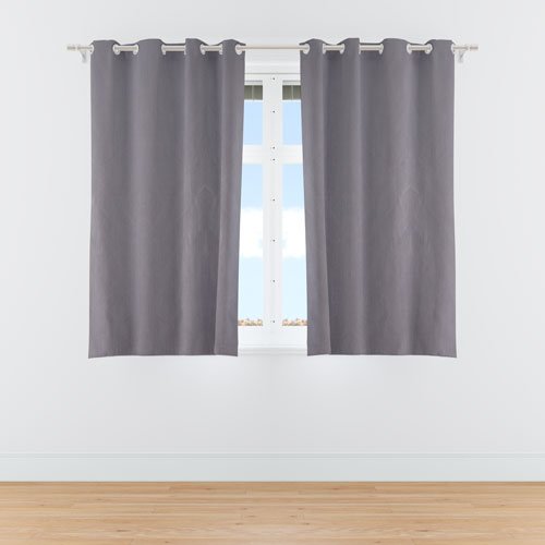 5 Feet Window Curtains Polyester Room Darkening Set Of 2 (Grey)