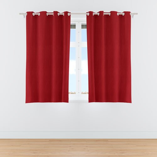 5 Feet Window Curtains Polyester Room Darkening Set Of 2 (Red)