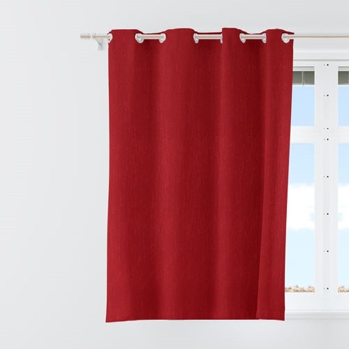 5 Feet Window Curtains Polyester Room Darkening Set Of 2 (Red)1d