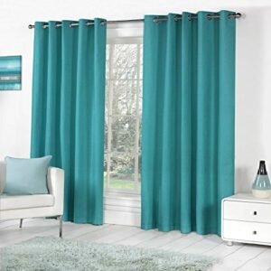 9 feet Long Door Curtains Polyester Room Darkening Set Of 2 (Aqua)