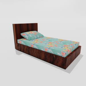 Glace Cotton Single Elastic Fitted Bed Sheet With One Pillow Cover (Blue)74