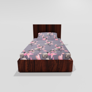 Glace Cotton Single Elastic Fitted Bedsheets With 1 Pillow Cover (Grey)61a