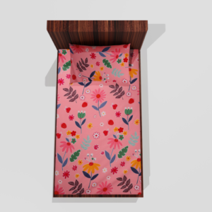 Glace Cotton Single Elastic Fitted Bedsheets With 1 Pillow Cover (Peach)79