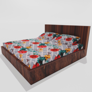 King Size Glace Cotton Elastic Fitted Double Bedsheet With 2 Pillow Covers (Grey)