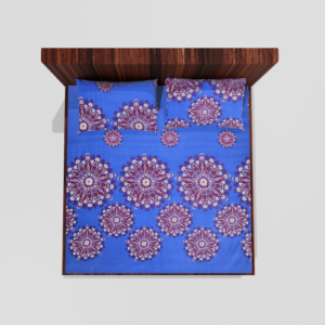 Glace Cotton 210 TC Elastic Fitted Double Bedsheet With 2 Pillow Covers- Blue