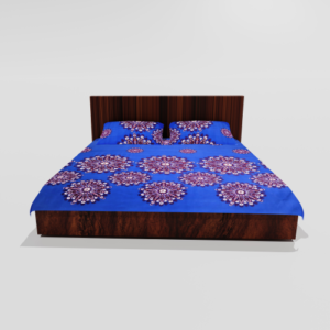 Glace Cotton Double Flat Bedsheet With 2 Pillow Covers (Blue)30