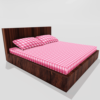 King Size Glace Cotton Elastic Fitted Double Bedsheet With 2 Pillow Covers (Pink Check)101c