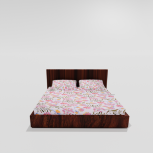 King Size Glace Cotton Elastic Fitted Double Bedsheet With 2 Pillow Covers (Pink)