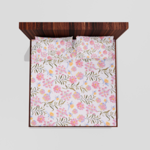 King Size Glace Cotton Elastic Fitted Double Bedsheet With 2 Pillow Covers (Pink)