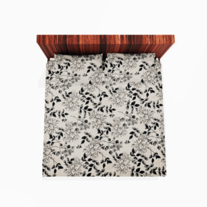 Glace Cotton Flat Double Bedsheet With 2 Pillow Covers (Grey Leaf)