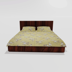 Glace Cotton Flat Double Bedsheet With 2 Pillow Covers (Yellow)