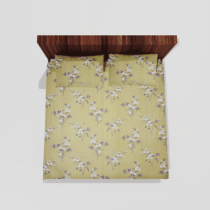 Glace Cotton Flat Double Bedsheet With 2 Pillow Covers (Yellow)