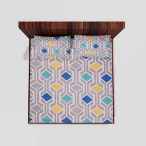 King Size Glace Cotton Elastic Fitted Double Bed Sheets With 2 Pillow Covers (Multi-Color)