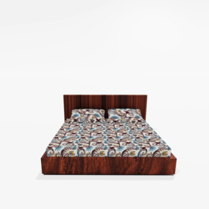 King Size Glace Cotton Elastic Fitted Double Bedsheet With 2 Pillow Covers (Multi)