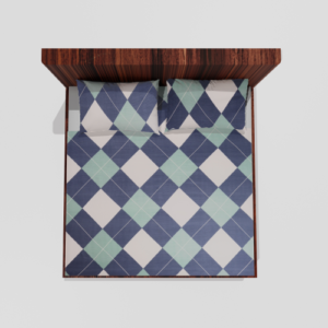 King Size Glace Cotton Elastic Fitted Double Bedsheet With 2 Pillow Covers – Green Check