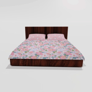 King Size Glace Cotton Flat Double Bedsheet With 2 Pillow Covers (Pink)