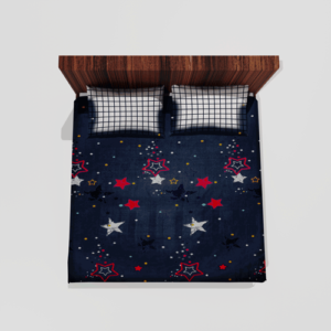 King Glace Cotton Flat Double Bedsheet With 2 Pillow Covers (Blue)