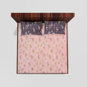 King Size Glace Cotton Elastic Fitted Double Bedsheet With 2 Pillow Covers (Cream) 54