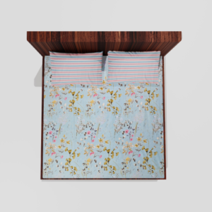 King Size Glace Cotton Elastic Fitted Double Bedsheet With 2 Pillow Covers (Green) 50