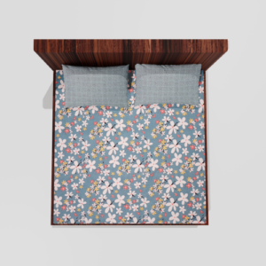 King Size Glace Cotton Elastic Fitted Double Bedsheet With 2 Pillow Covers (Grey)43