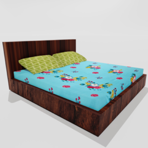 King Size Glace Cotton Elastic Fitted Double Bedsheet With 2 Pillow Covers (Sky) 53