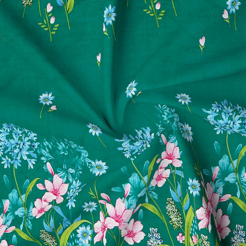 RD TREND Presents Single Glace Cotton Elastic Fitted Bedsheets With 1 Pillow Cover (Green)