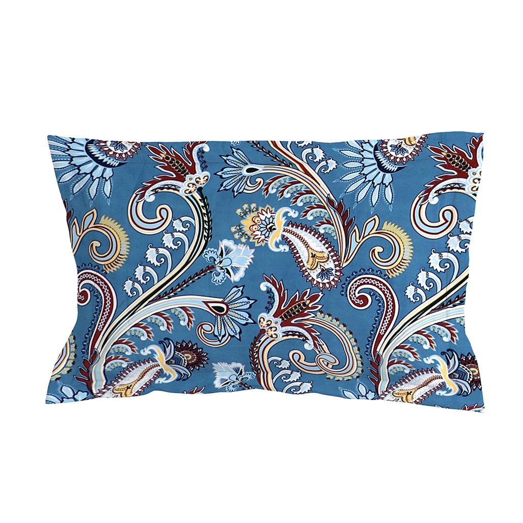 Single Glace Cotton Elastic Fitted Bedsheets With 1 Pillow Cover (Blue)