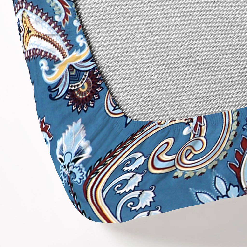 Single Glace Cotton Elastic Fitted Bedsheets With 1 Pillow Cover (Blue)