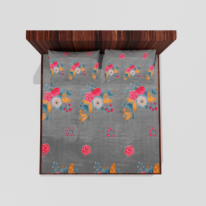 Glace Cotton King Size Elastic Fitted Double Bed Sheets With 2 Pillow Covers (Grey)38.1