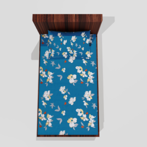 Glace Cotton Single Elastic Fitted Bedsheets With 1 Pillow Cover (Sky Blue)20.1