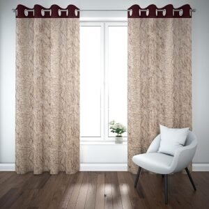9 feet Long Door Curtains Polyester Room Darkening Set Of 2 (Beige)