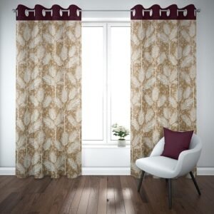 9 feet Long Door Curtains Polyester Room Darkening Set Of 2 (Brown)