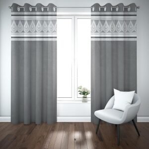 9 feet Long Door Curtains Polyester Room Darkening Set Of 2 (Grey)26