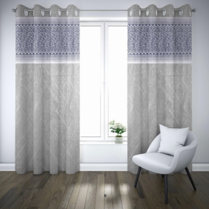 9 feet Long Door Curtains Polyester Room Darkening Set Of 2 (Silver)1b