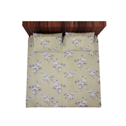 Cotton Double Flat Bedsheet With 2 Pillow Covers (Cream)