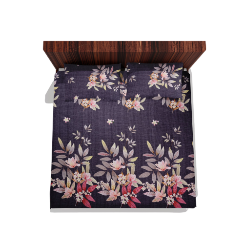 Cotton Double Flat Bedsheet With 2 Pillow Covers (Grey)