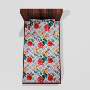 Glace Cotton Single Elastic Fitted Bedsheets With 1 Pillow Cover- (Multicolor)60