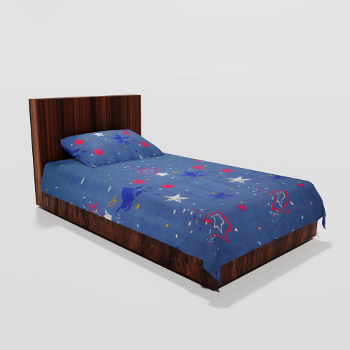 Glace Cotton Single Flat Bed Sheet With 1 Pillow Cover (Blue) 17