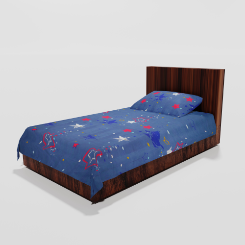 Glace Cotton Single Flat Bed Sheet With 1 Pillow Cover (Blue) 17
