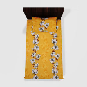 Glace Cotton‎ 210 TC Single Flat Bed Sheet With 1 Pillow Cover (Yellow)12a