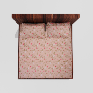 King Size Glace Cotton Elastic Fitted Double Bed Sheets With 2 Pillow Covers (Gold)63