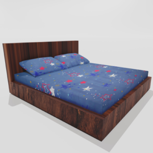 King Size Glace Cotton Elastic Fitted Double Bedsheet With 2 Pillow Covers (Star)50