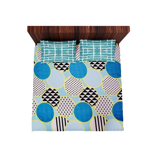 Cotton Double Flat Bedsheet With 2 Pillow Covers (Blue)