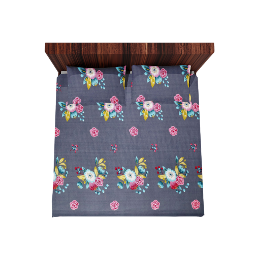 Cotton Double Flat Bedsheet With 2 Pillow Covers (Grey)