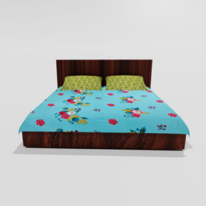 Glace Cotton Double Flat Bedsheet With 2 Pillow Covers (Blue) 121