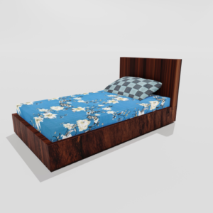 Glace Cotton Single Elastic Fitted Bedsheets With 1 Pillow Cover (Blue) 86