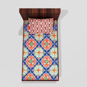 Glace Cotton Single Elastic Fitted Bedsheets With 1 Pillow Cover (Orange) 81